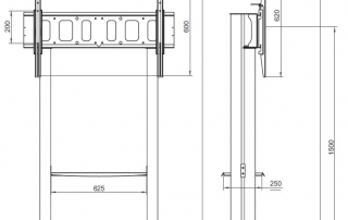 11450 Supporto professionale per monitor - tv da terra con ruote