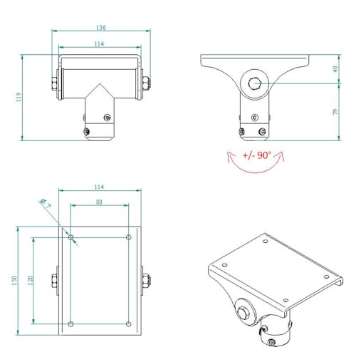 Tilting ceiling flange for ARAKNO, black - Image 4