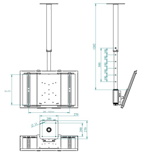 Universal ceiling mount bracket, adjustable, black - Image 3