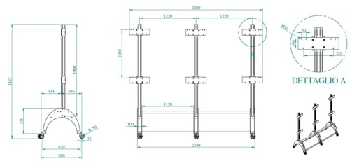VOLTA 3 arches, wheeled stand or stand for LED-walls or video monitors from 110” up to 200” - Image 4