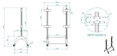 VOLTA 2 archi, stand/cart per led wall ABSEN (o altri, previa opportuna personalizzazione) - immagine 6