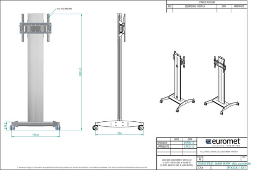 Slide Cart - Mount for screen up to 75” with wheels, black - Image 4