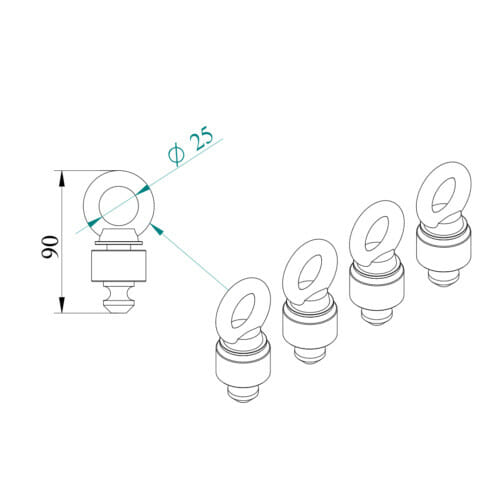 Optional UNIKA: 4 Eyebolt kit for Stacking - Image 3