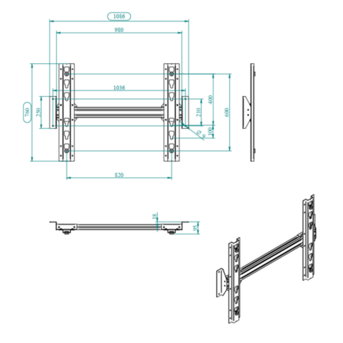HIX M VESA 800x600 - Supporto monitor da parete con aggancio - immagine 3